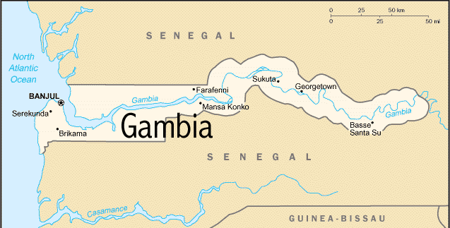 Map of Gambia - Print for easier reading.